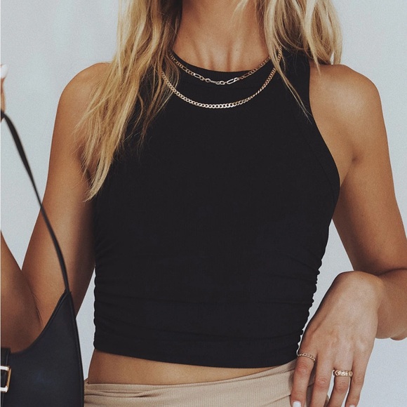 Princess Polly Tops - Princess Polly Black Tank Top